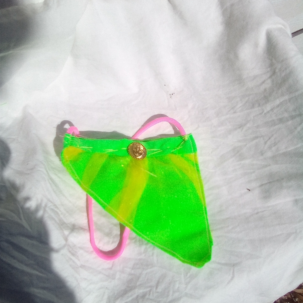 Faery Realm Adventures Handmade Pouch Neon Green and Pink Triangle NWT